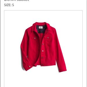 Red denim jacket